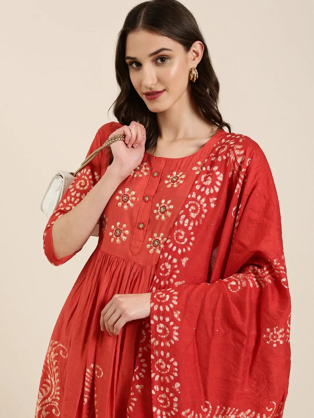 Women's Rust Printed Kurta Set