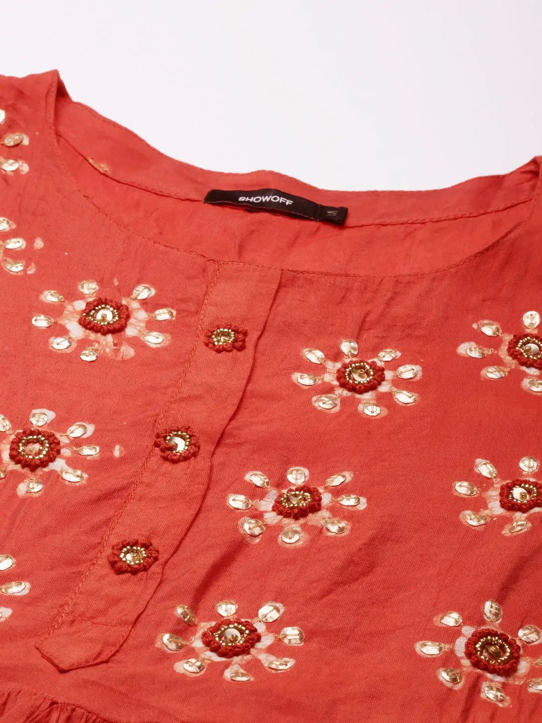 Women's Rust Printed Kurta Set