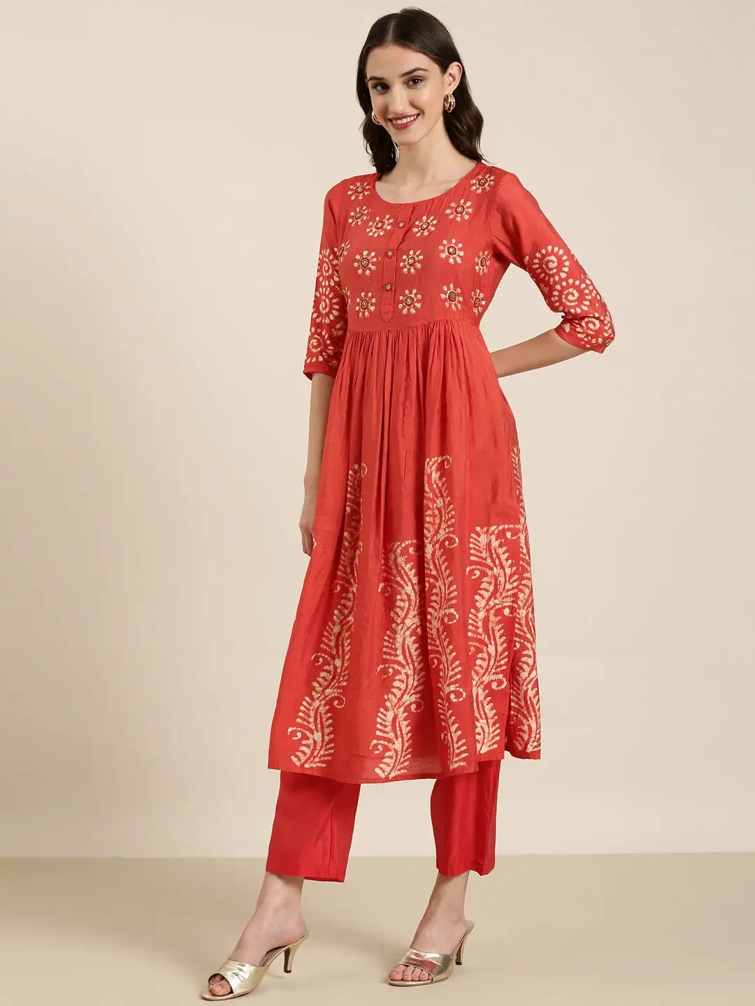 Women's Rust Printed Kurta Set