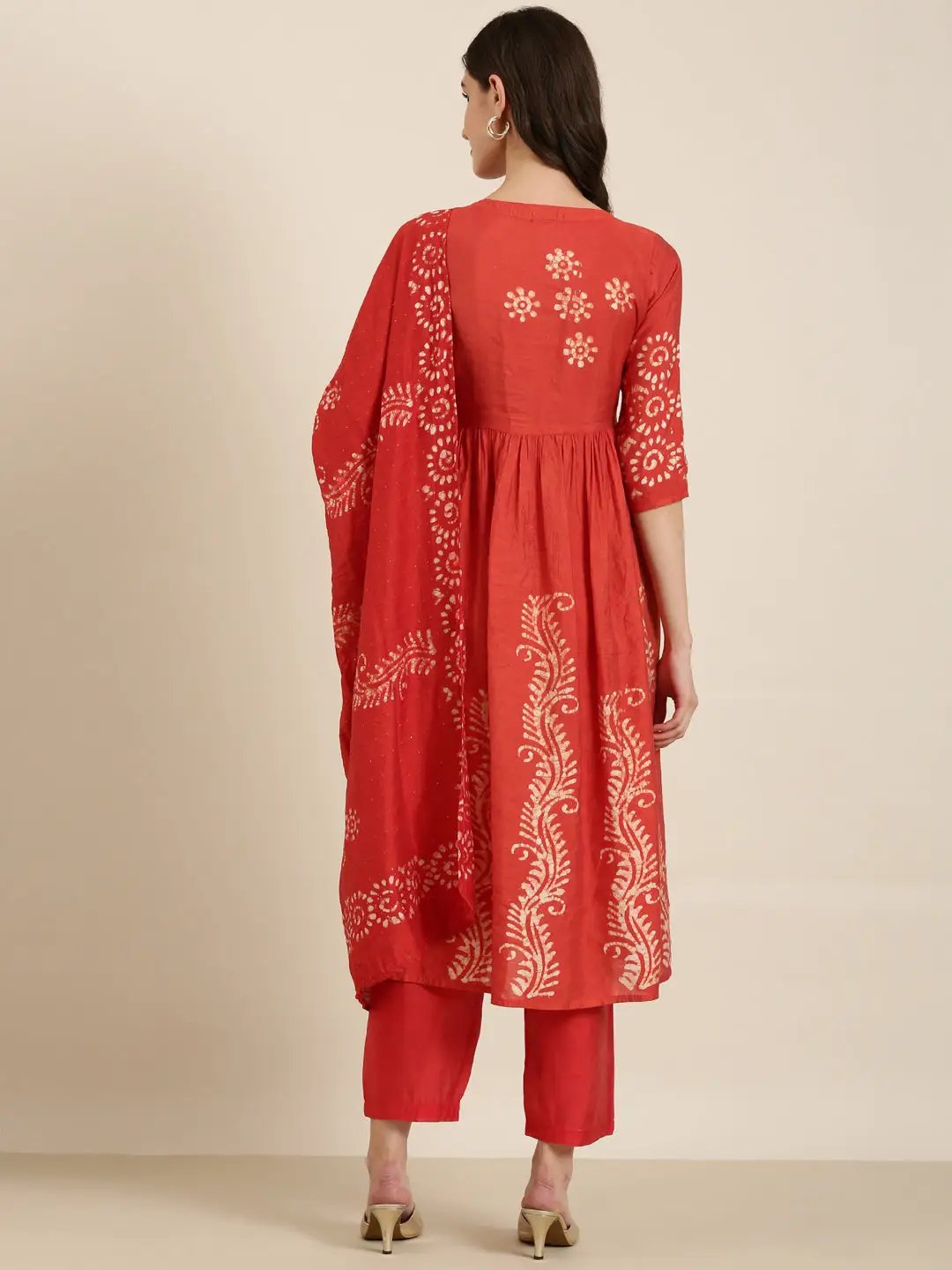 Women's Rust Printed Kurta Set
