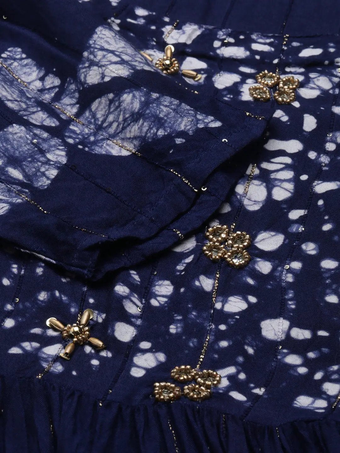 Women's Navy Blue Floral Kurta Set