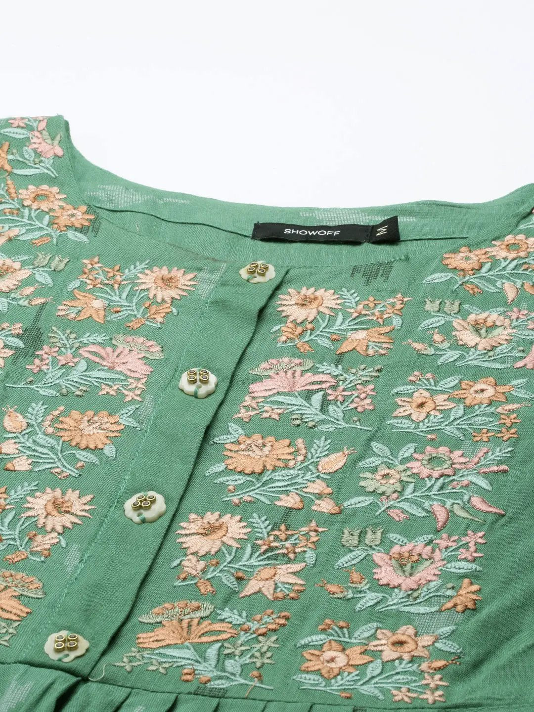 Women's Green Printed A-Line Kurta