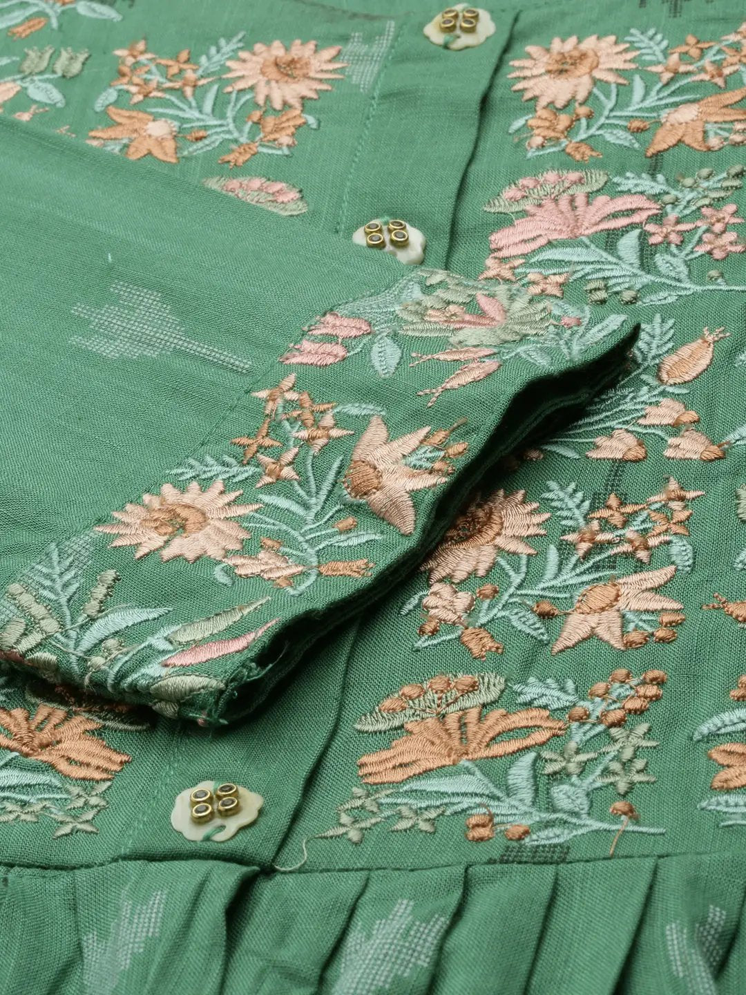 Women's Green Printed A-Line Kurta