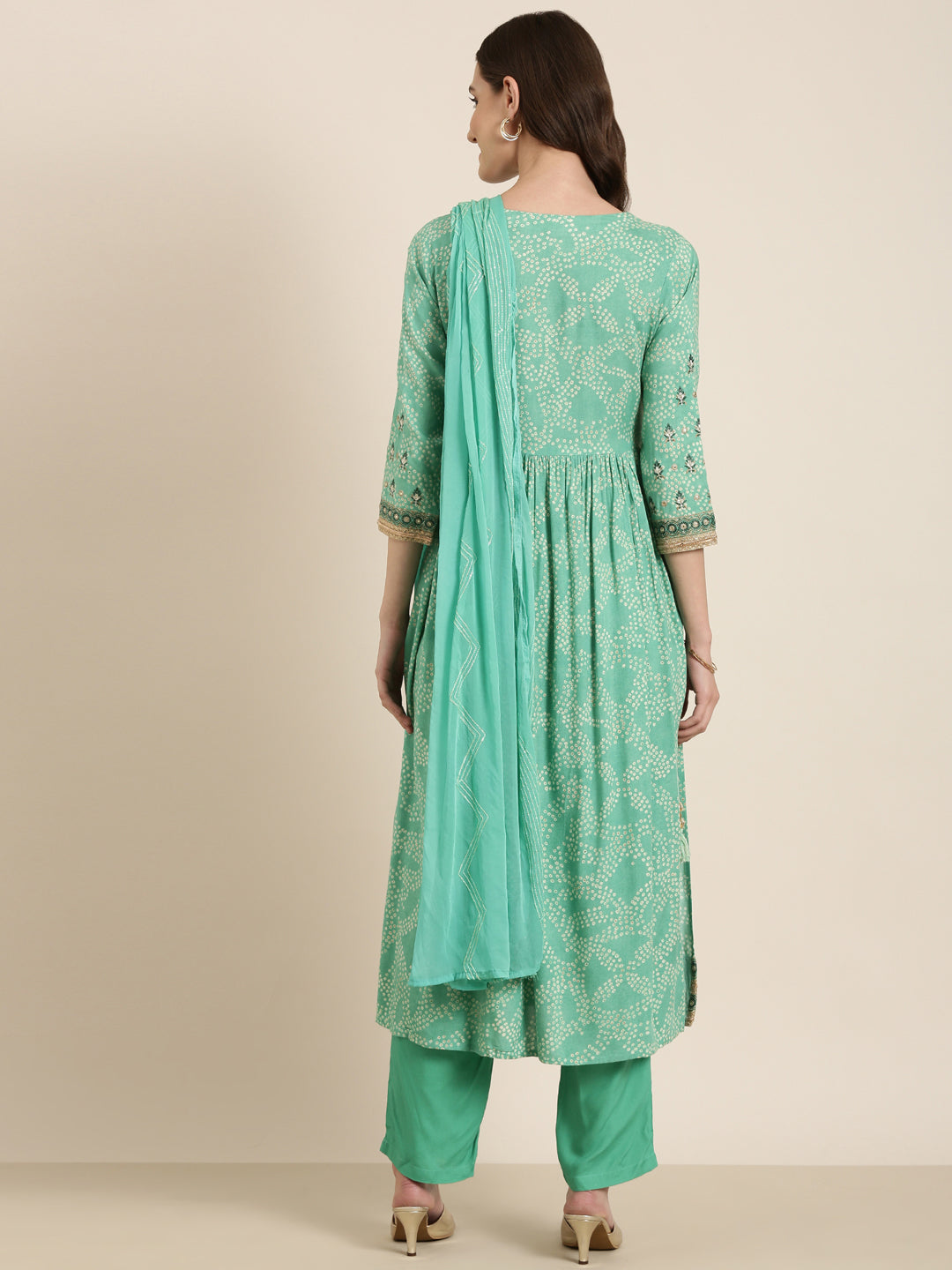 Women Green Printed Kurta Set