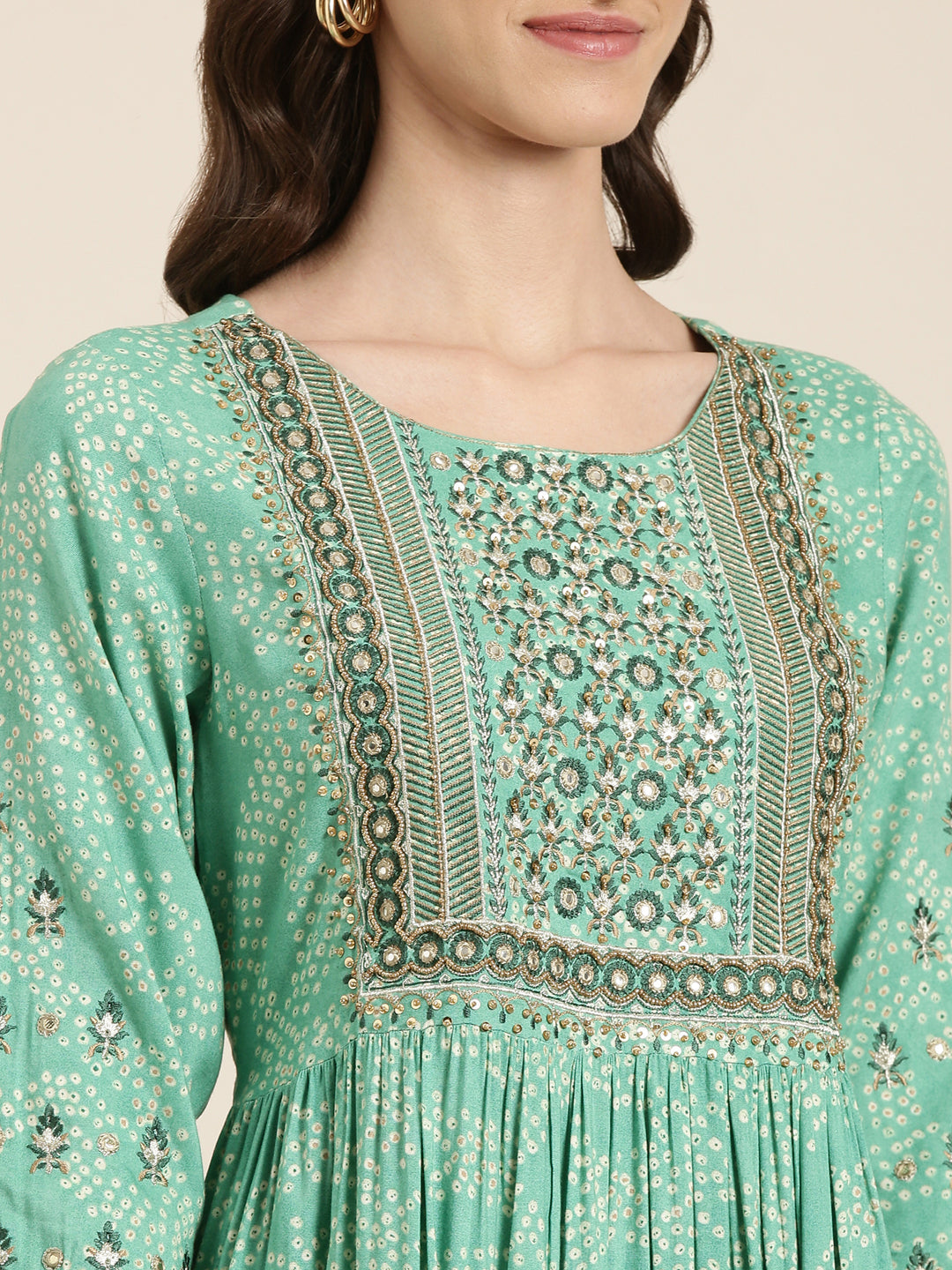 Women Green Printed Kurta Set