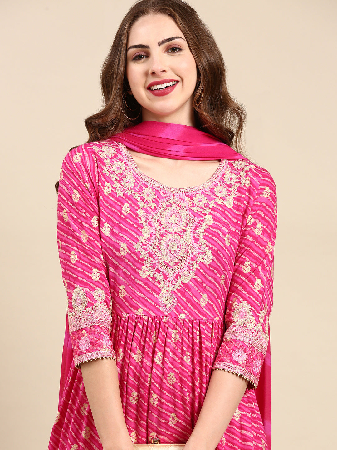 Women's Pink Printed Kurta Set