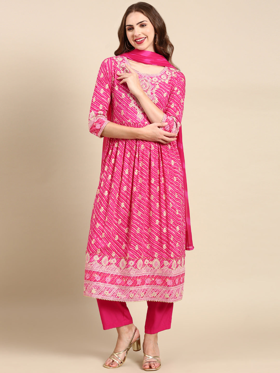 Women's Pink Printed Kurta Set