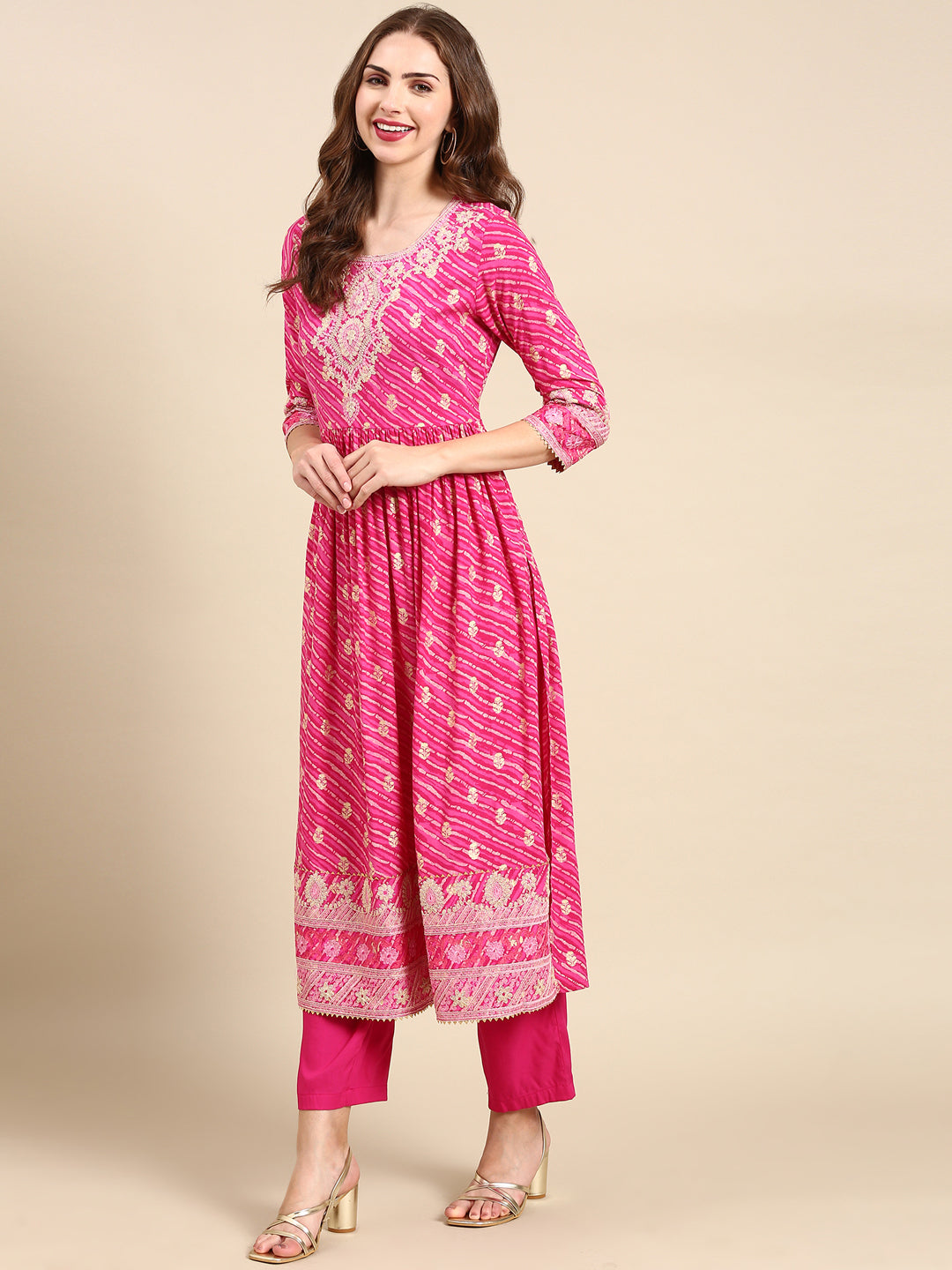 Women's Pink Printed Kurta Set