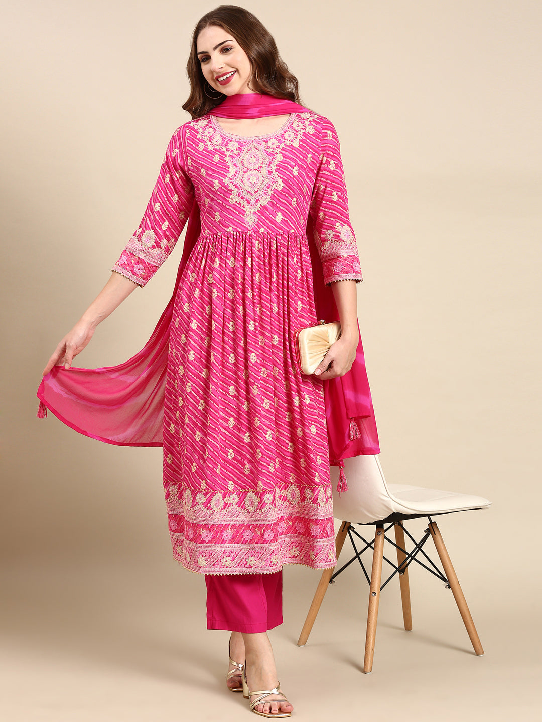 Women's Pink Printed Kurta Set