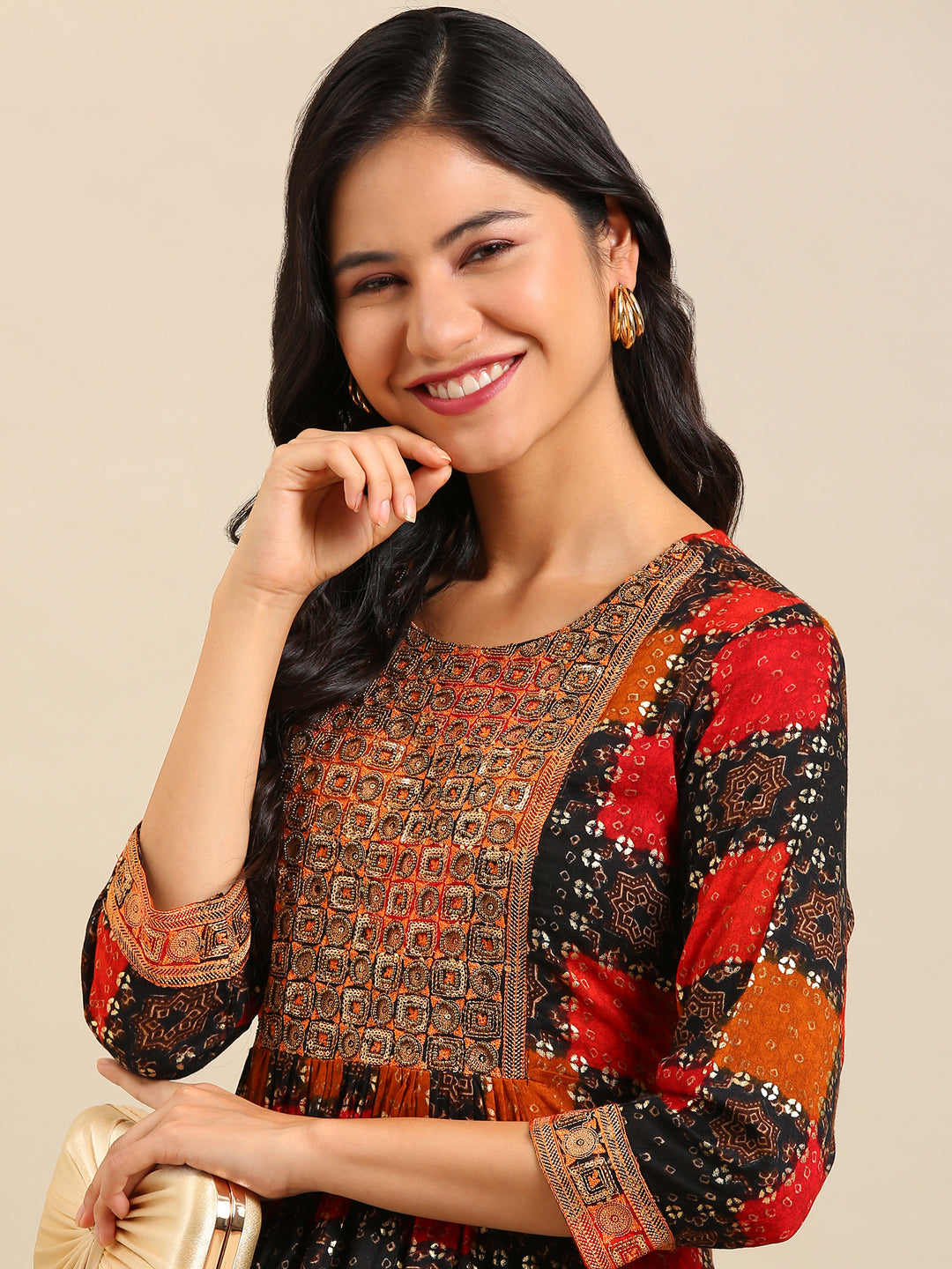 Women's Multicolour Printed Anarkali Kurta