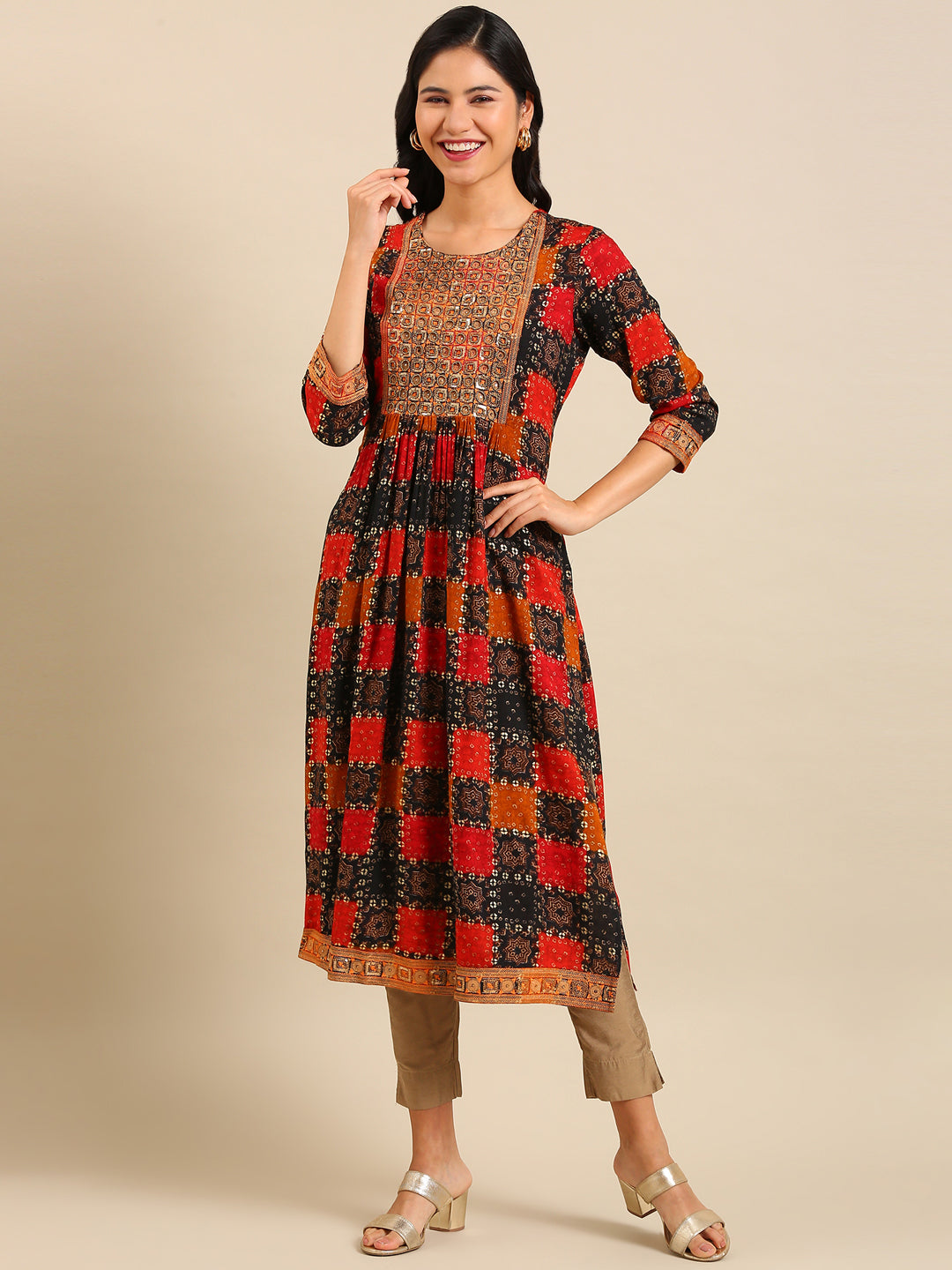 Women's Multicolour Printed Anarkali Kurta