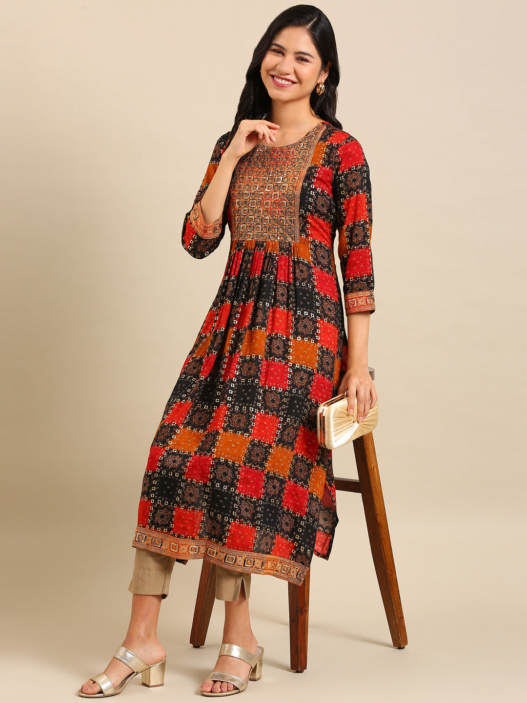 Women's Multicolour Printed Anarkali Kurta