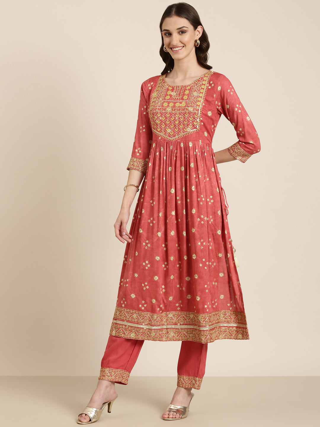 Women Rust Printed Kurta Set