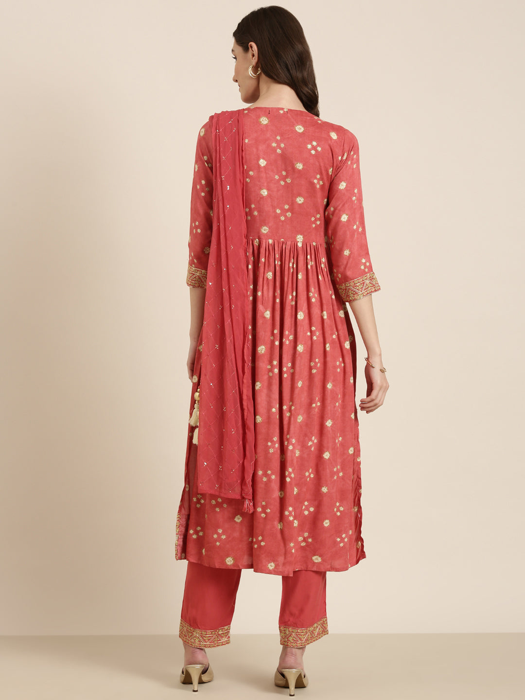 Women Rust Printed Kurta Set