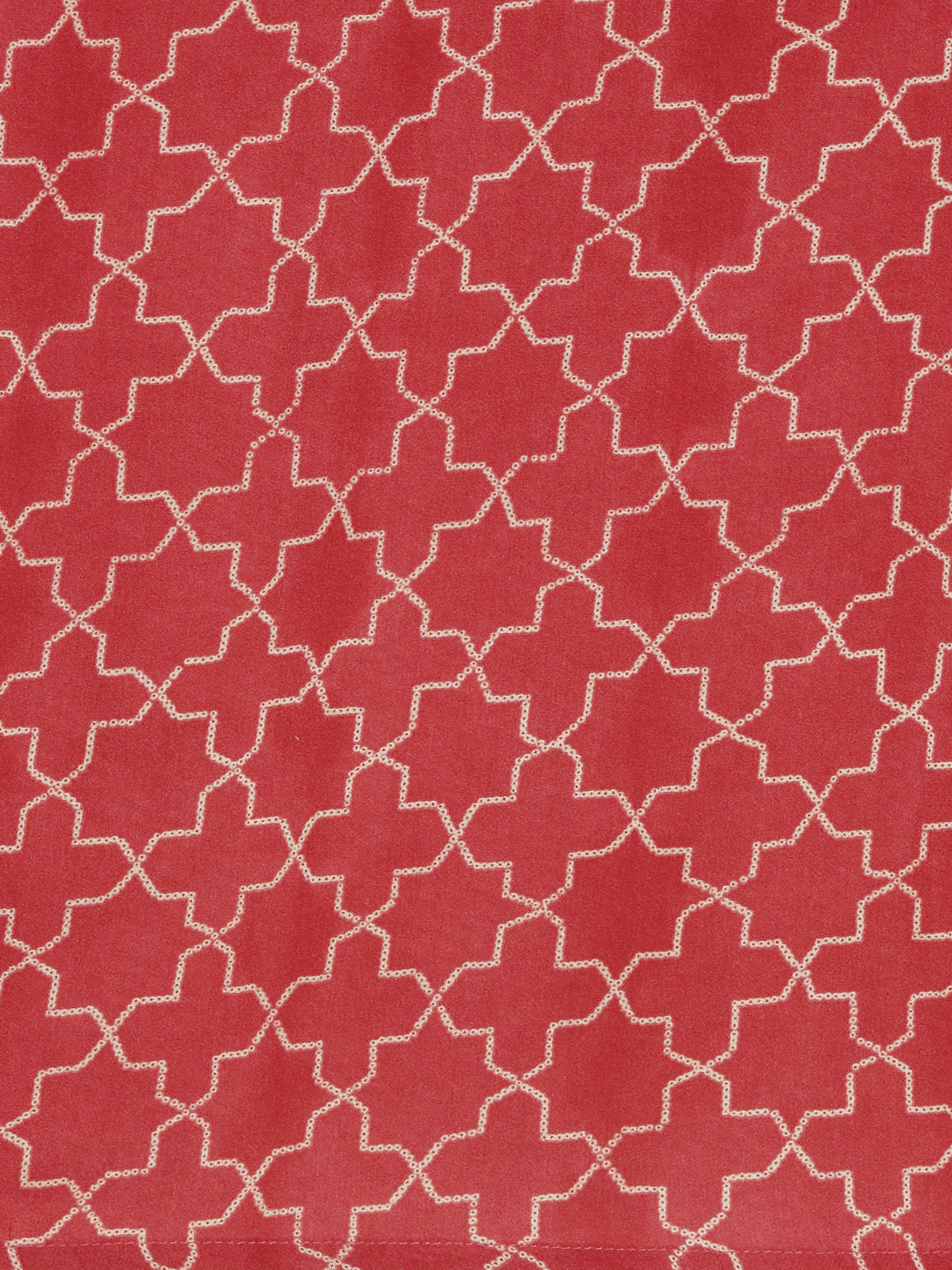 Women's Coral Geometric Printed Mirror Work Straight Kurta Set with Dupatta