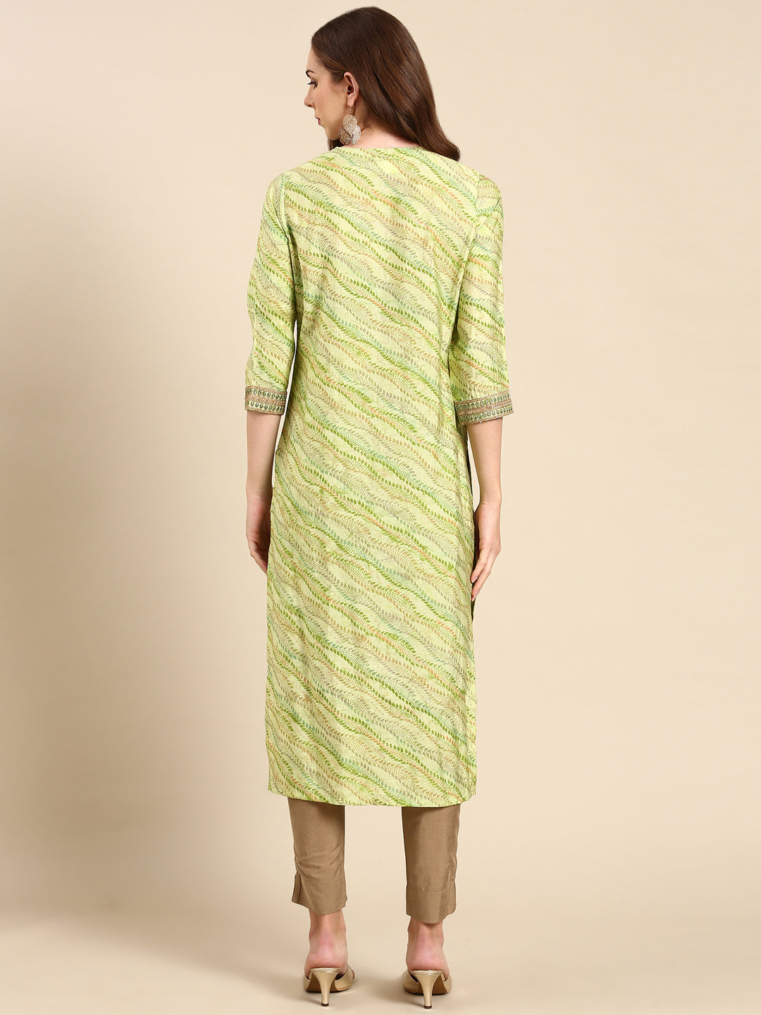 Women's Green Printed Straight Kurta