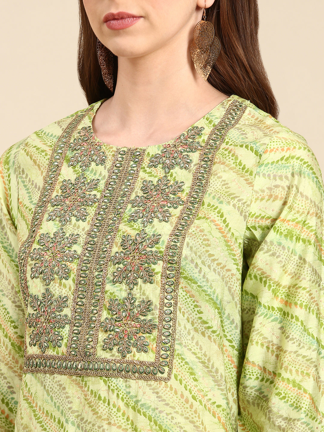 Women's Green Printed Straight Kurta