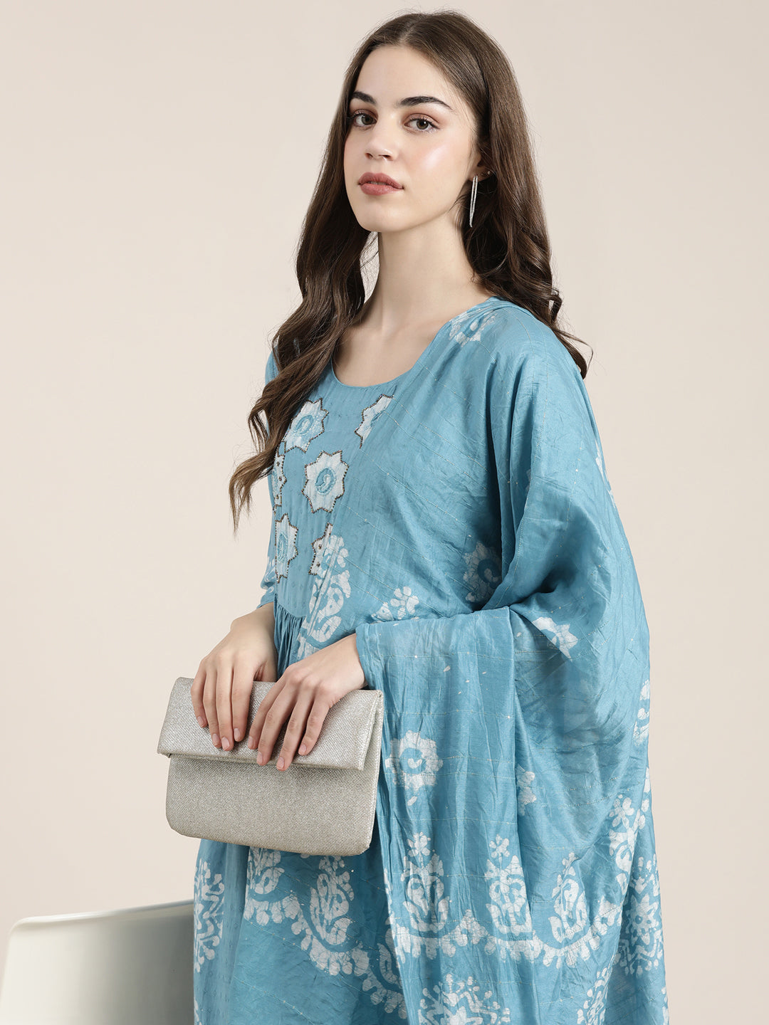 Women Blue Printed Kurta Set