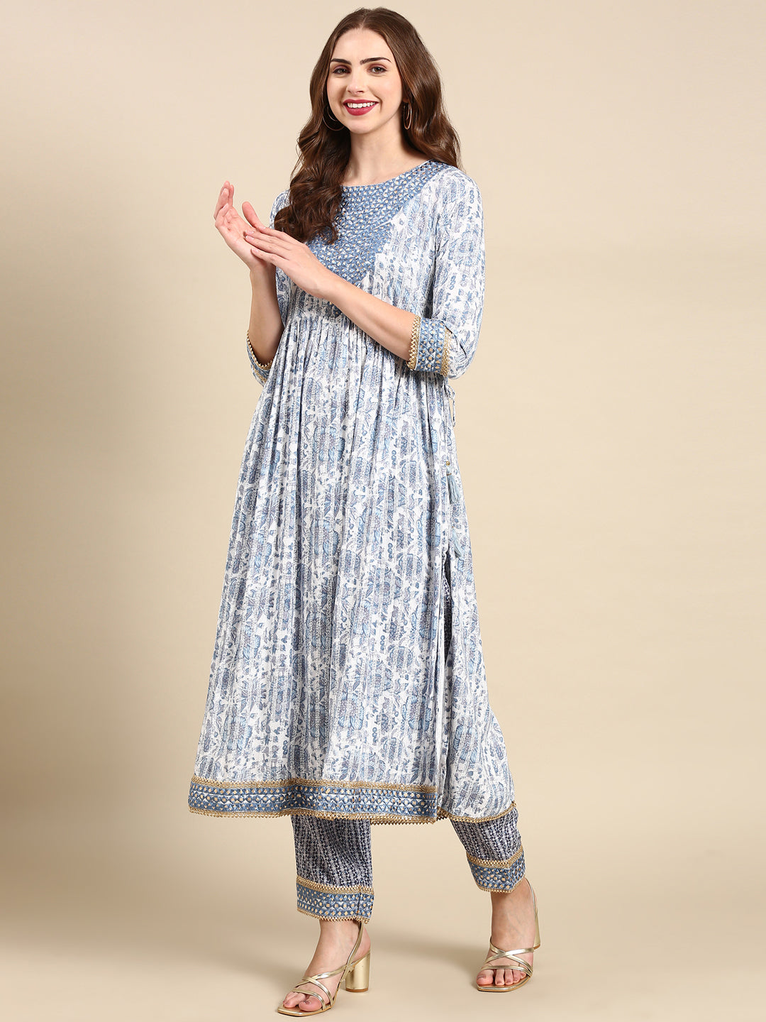 Women's White Printed Kurta Set