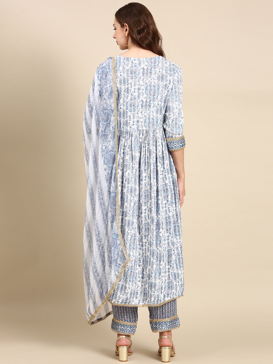 Women's White Printed Kurta Set