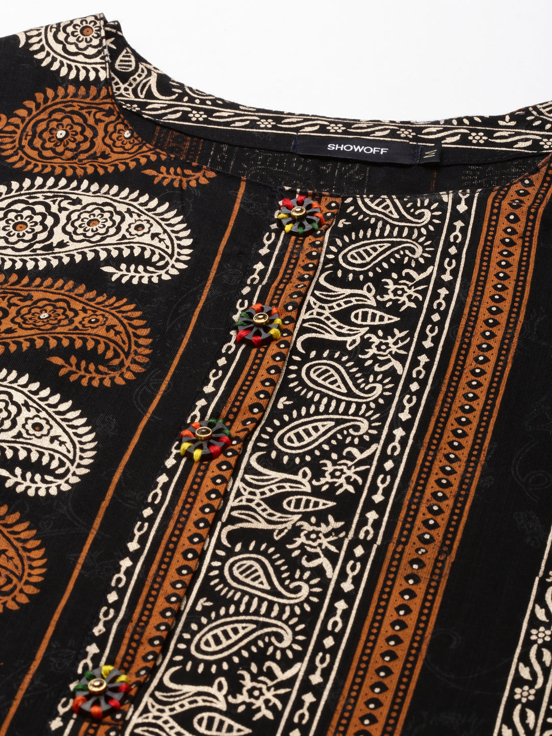 Women's Black Printed Straight Kurta