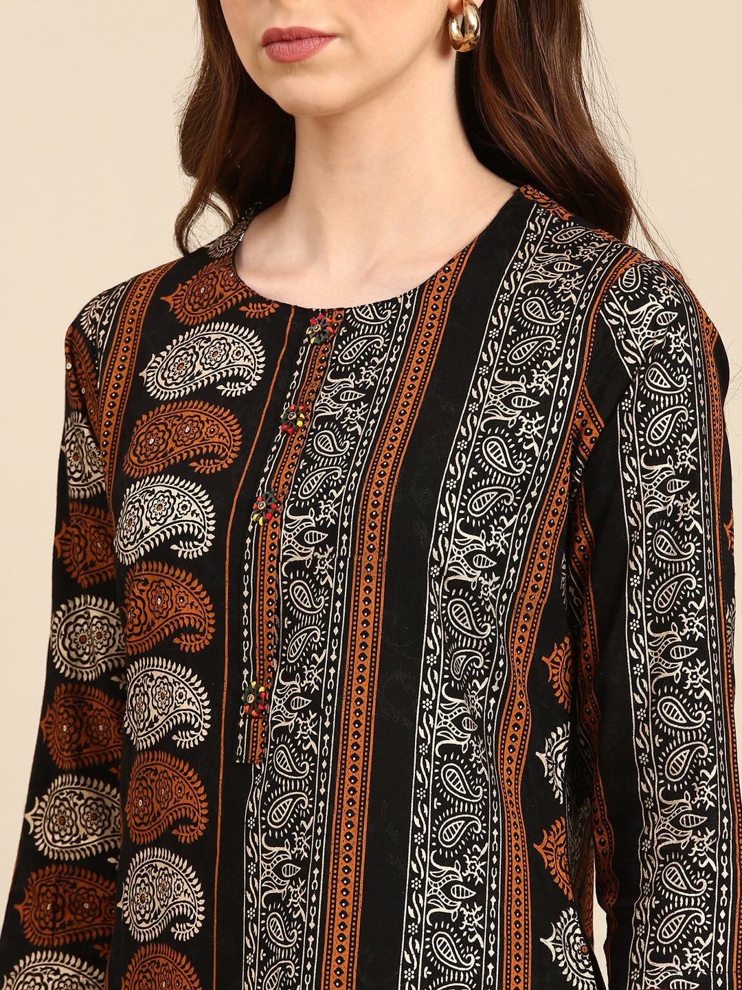 Women's Black Printed Straight Kurta