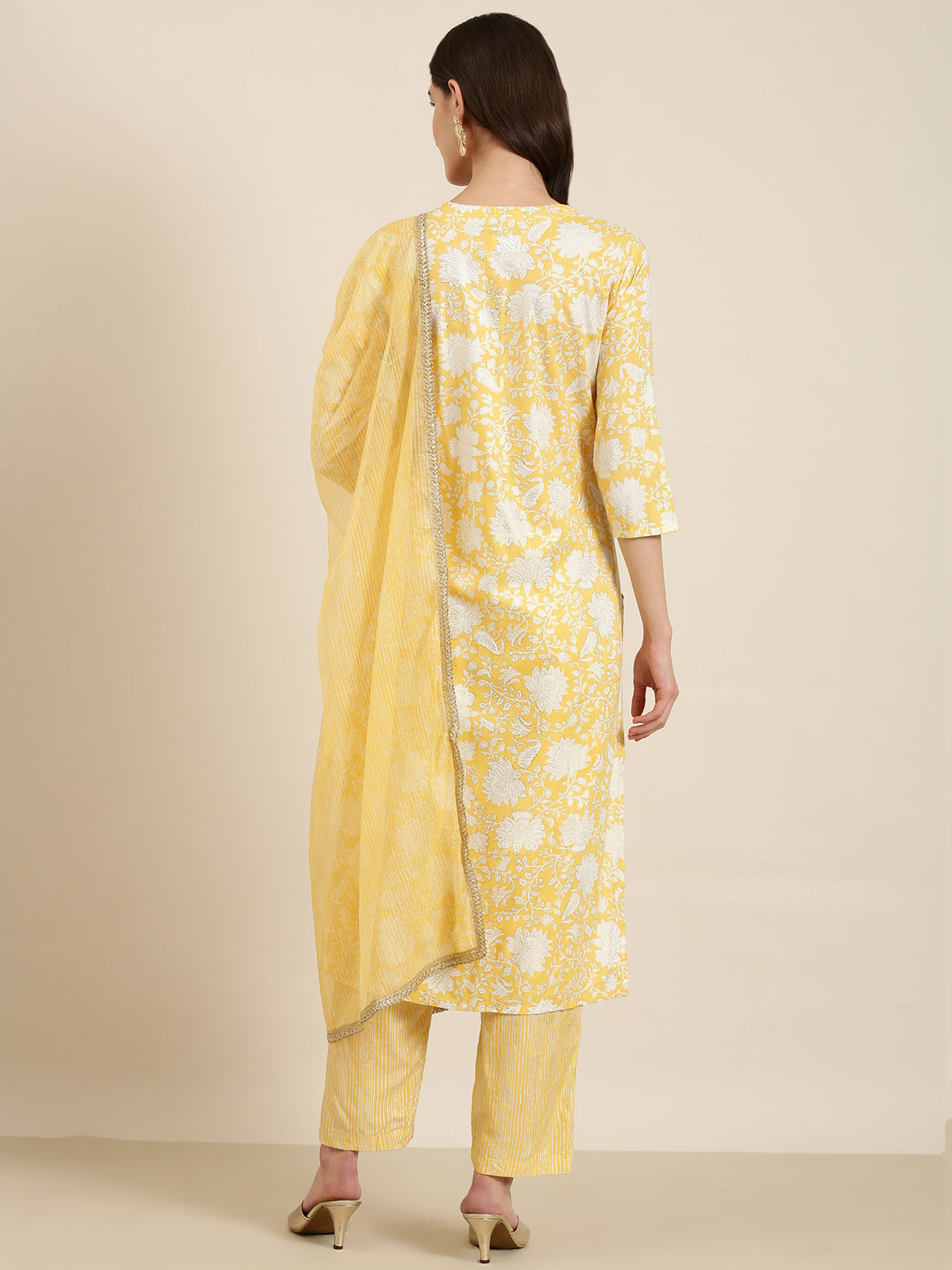 Women Yellow Floral Kurta Set