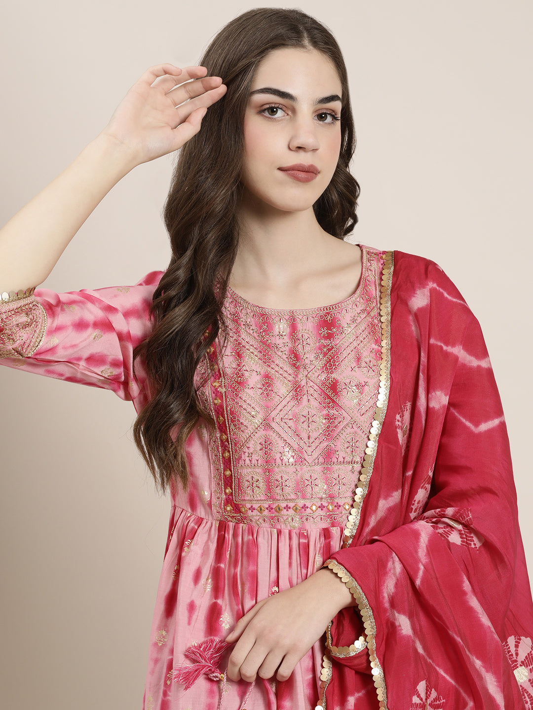 Women Pink Printed Kurta Set