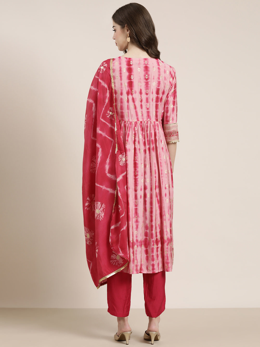 Women Pink Printed Kurta Set