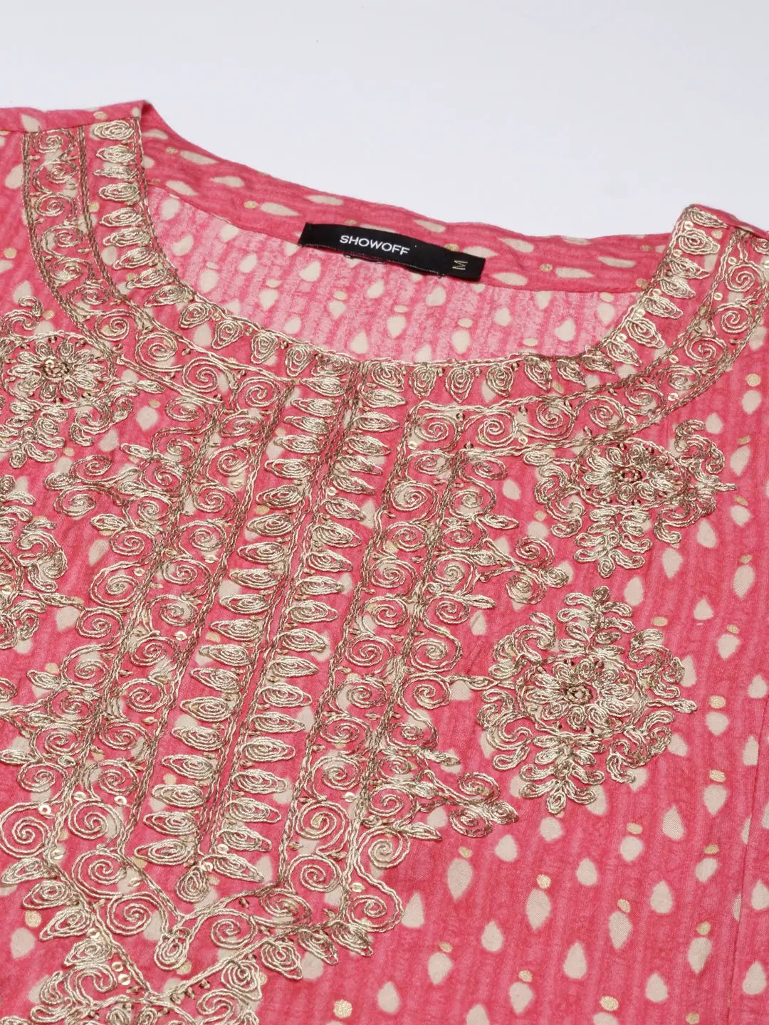 Women's Peach Geometrical Kurta Set