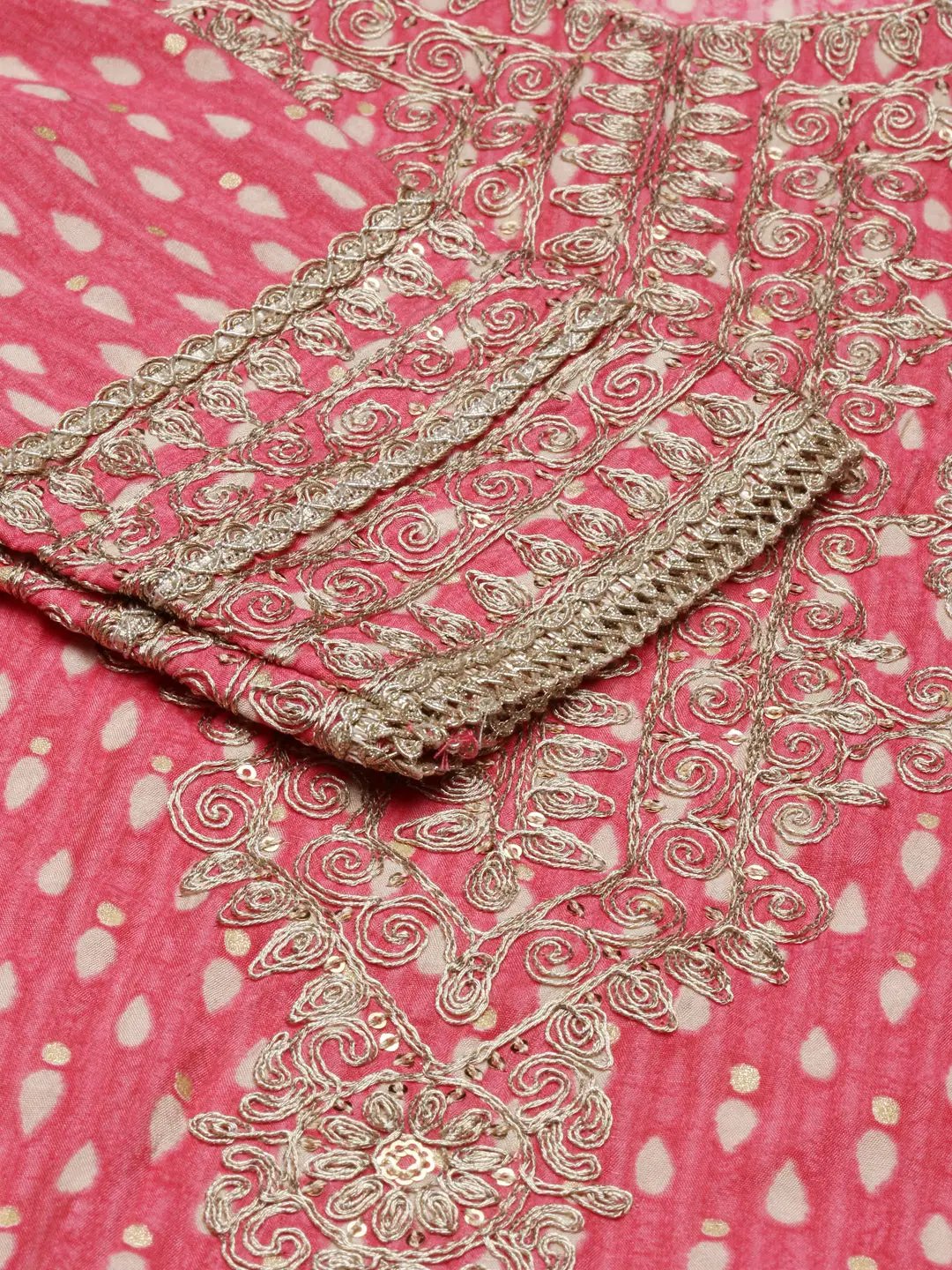 Women's Peach Geometrical Kurta Set