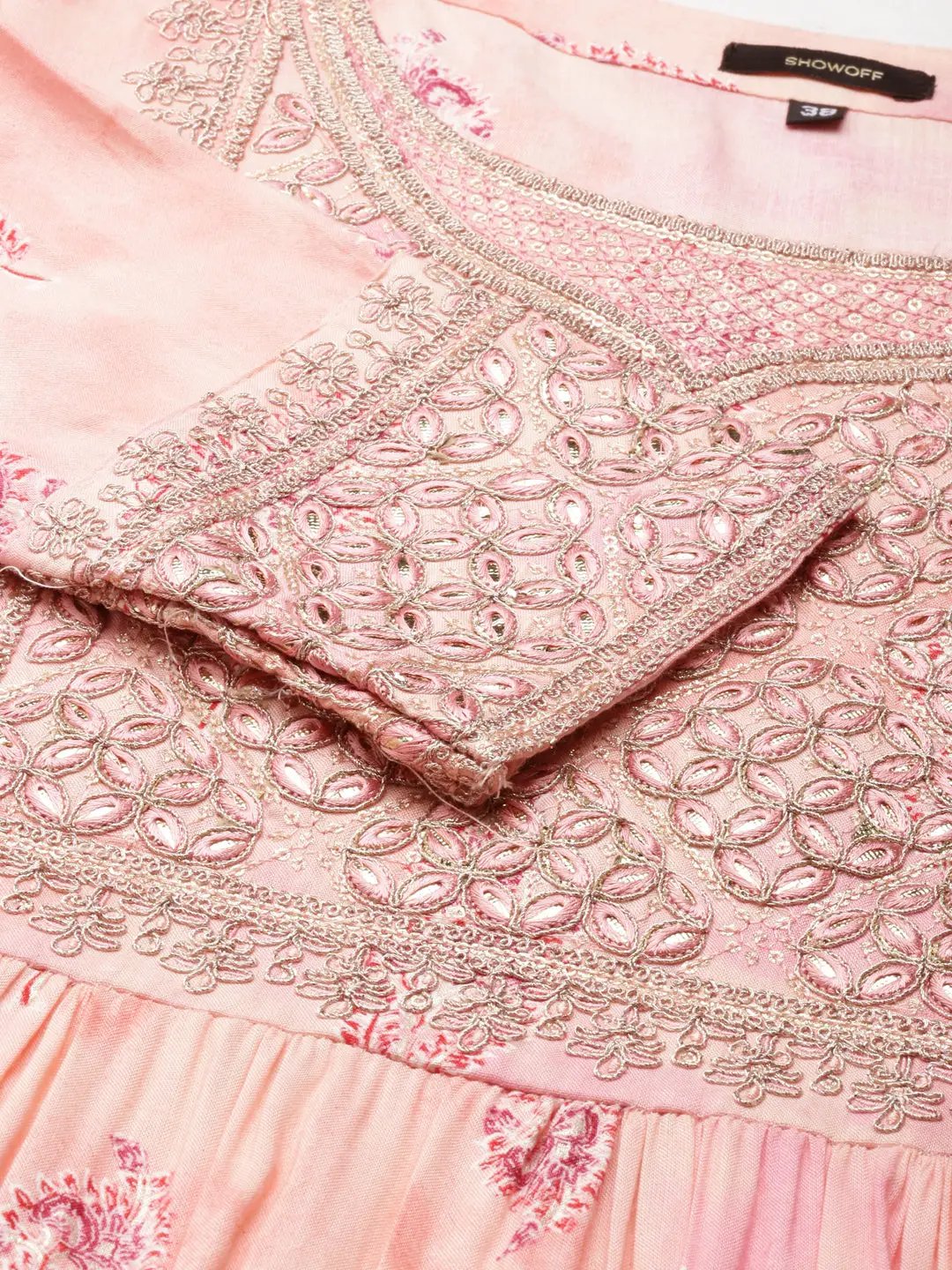 Women's Peach Floral Kurta Set