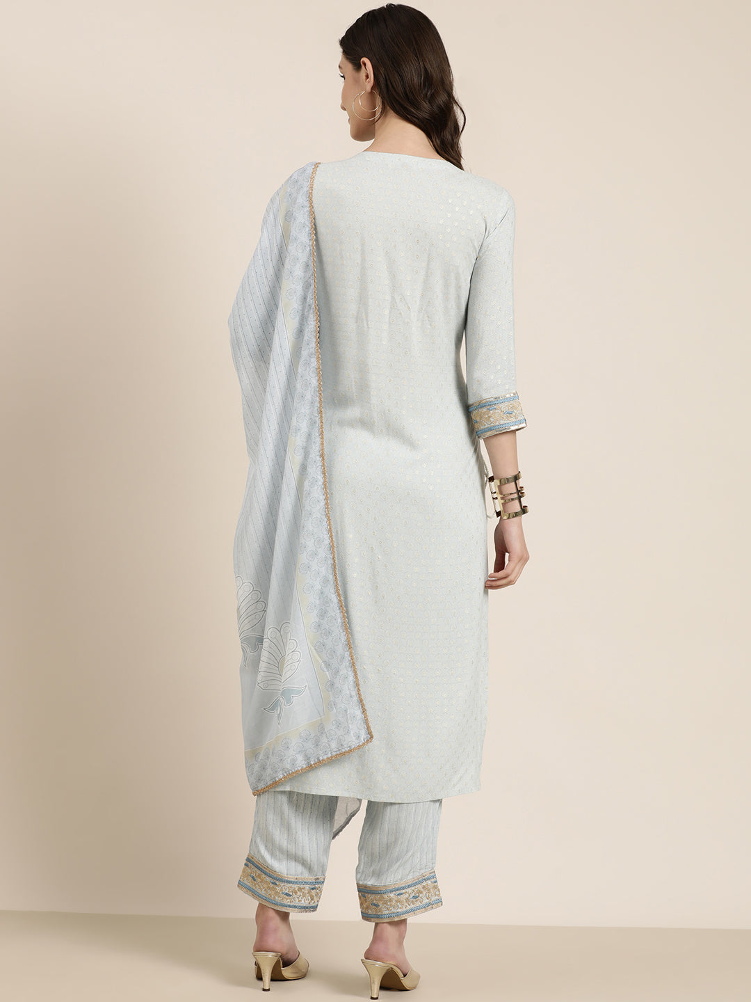 Women Blue Printed Kurta Set