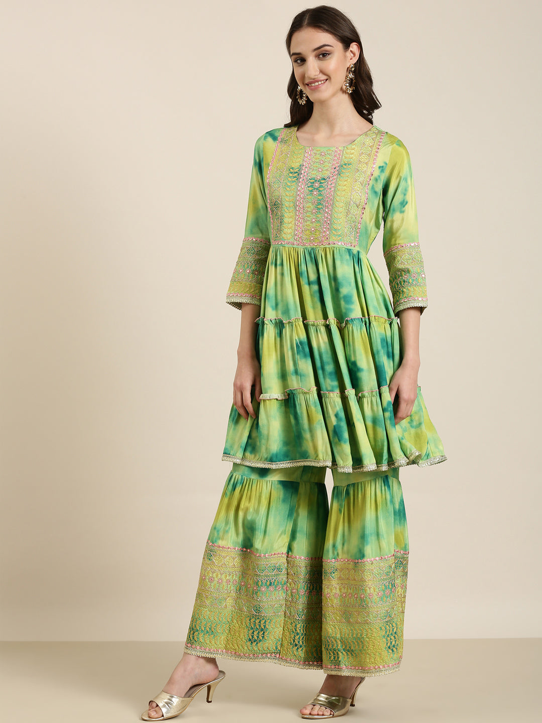 Women Green Solid Kurta Set