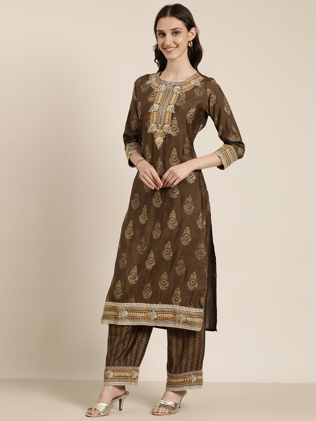 Women Bronze Printed Kurta Set