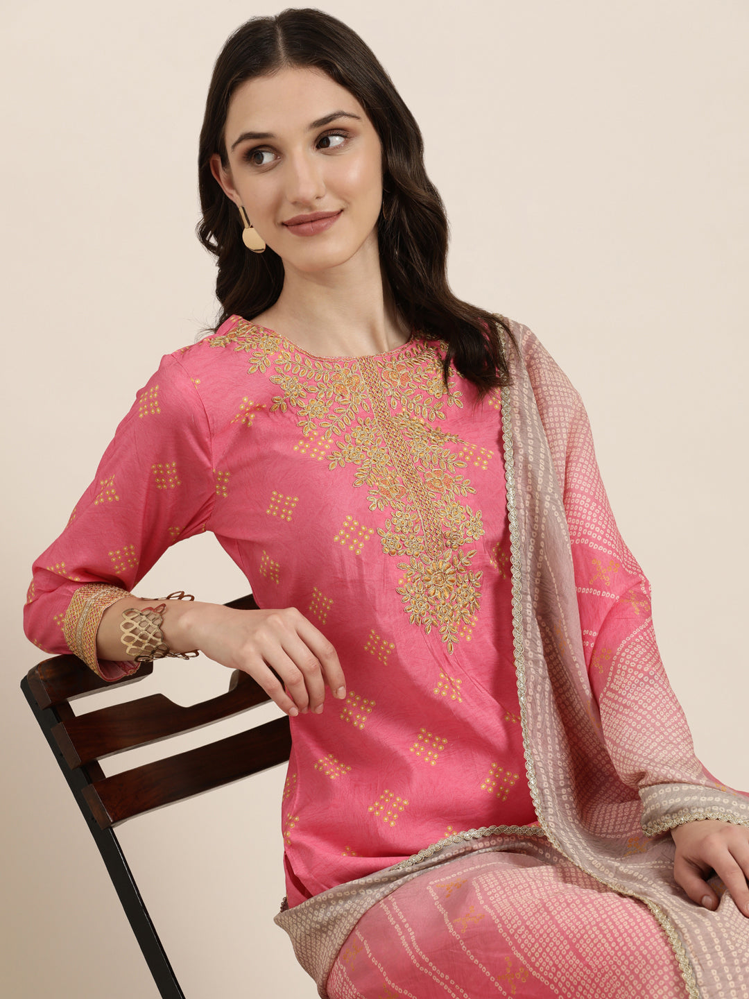 Women Pink Printed Kurta Set