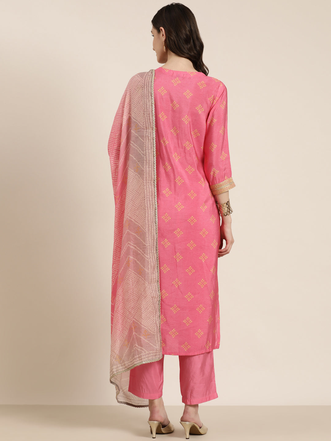 Women Pink Printed Kurta Set