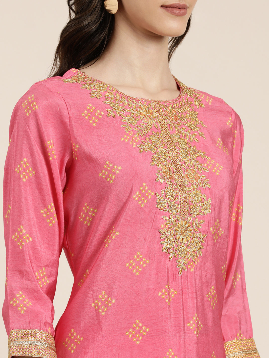 Women Pink Printed Kurta Set