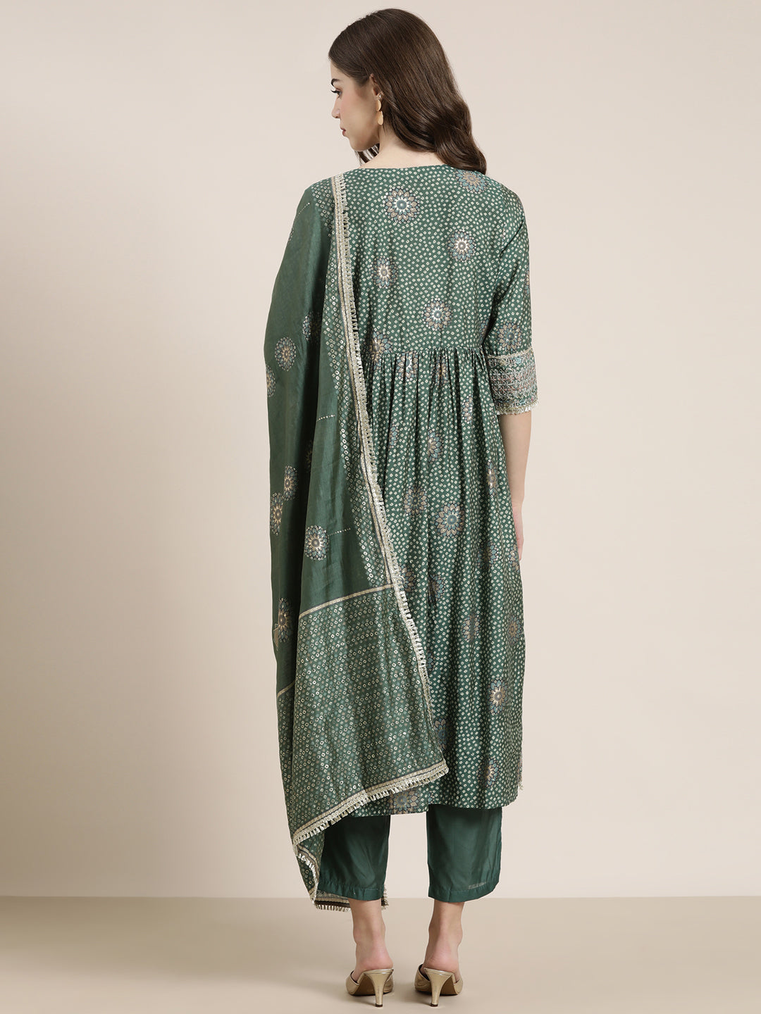 Women Green Printed Kurta Set