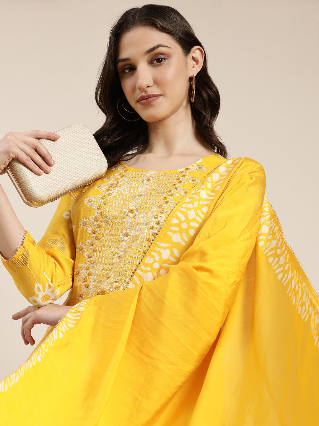 Women Yellow Floral Kurta Set