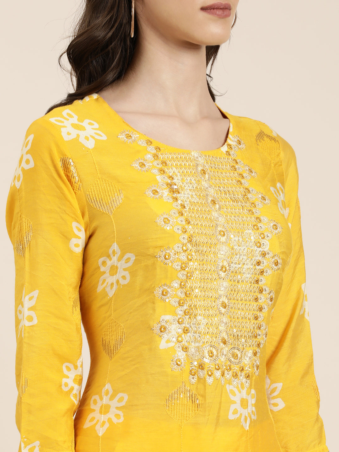 Women Yellow Floral Kurta Set