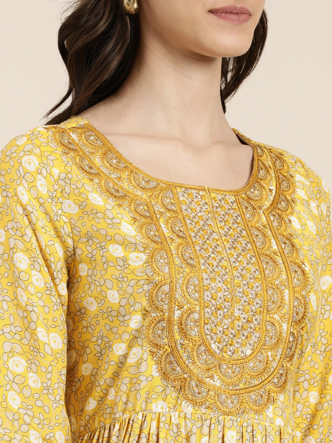 Women Yellow Floral Kurta Set