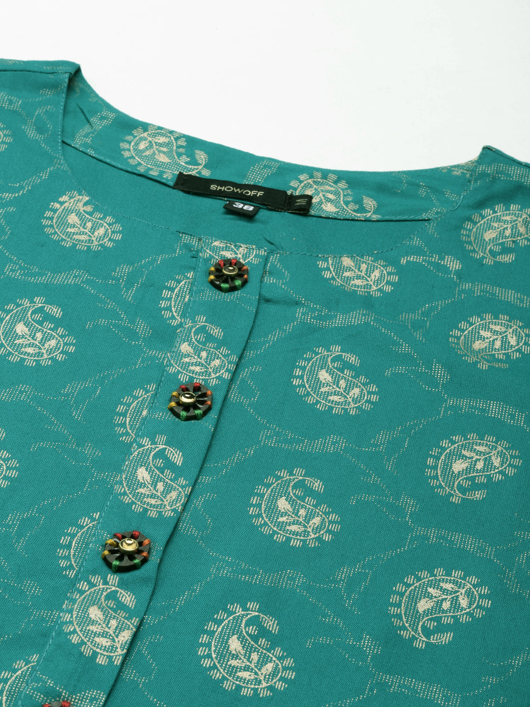 Women Teal Paisley Straight Kurta