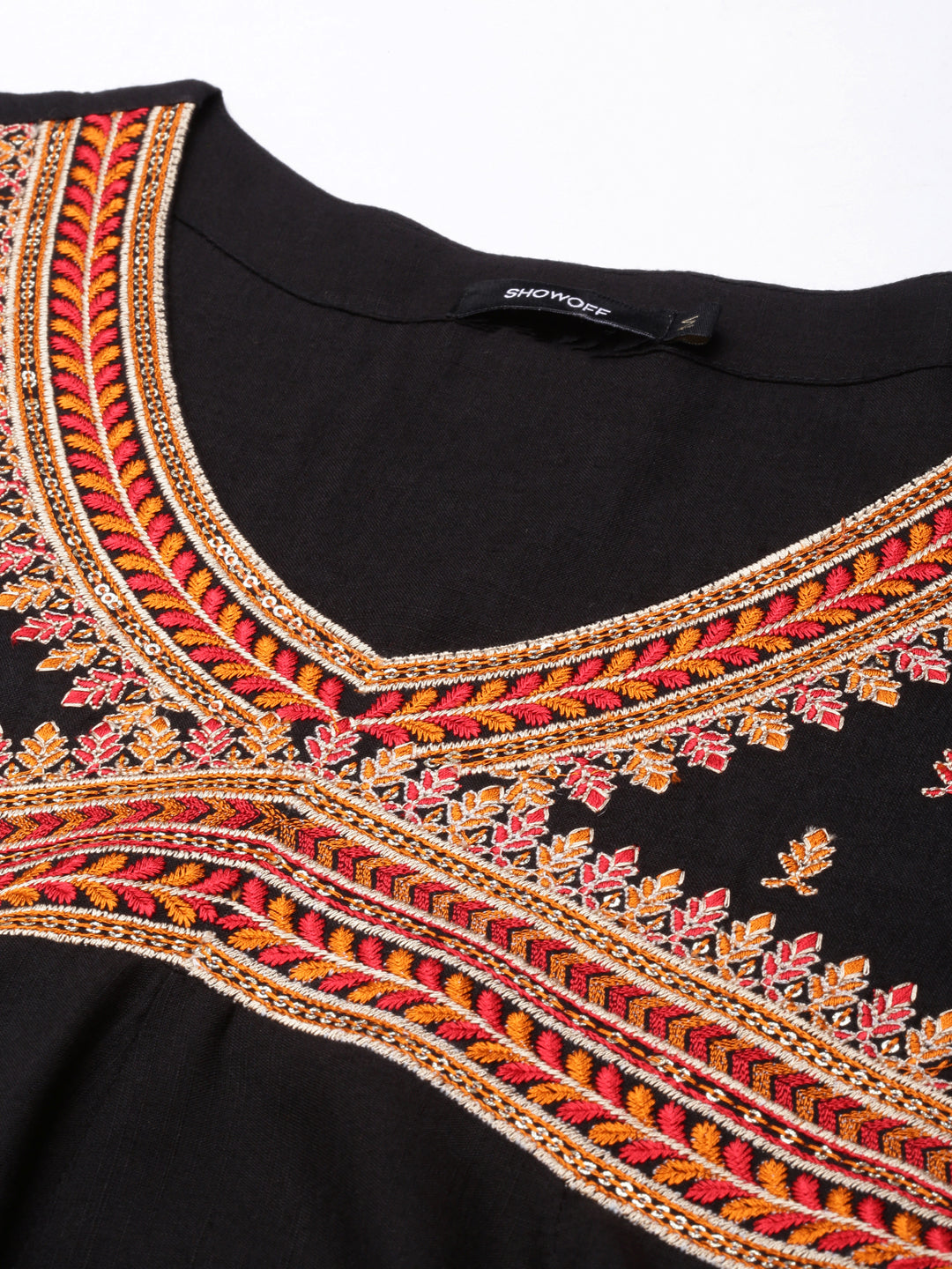 Women Anarkali Black Embellished Kurta