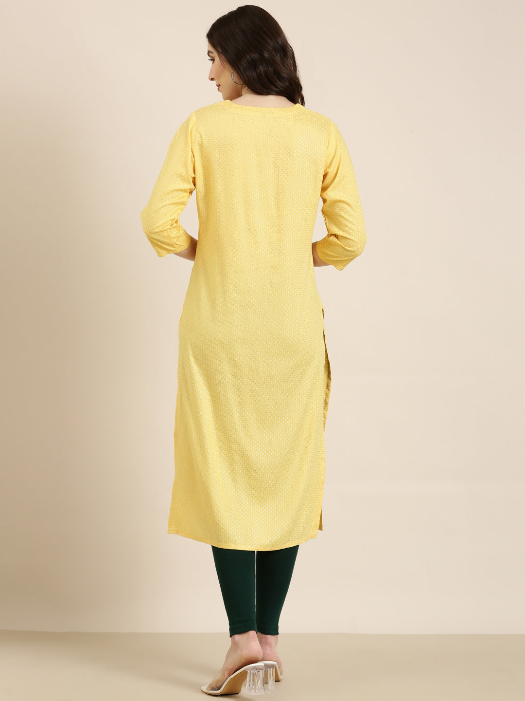 Women Yellow Floral Straight Kurta