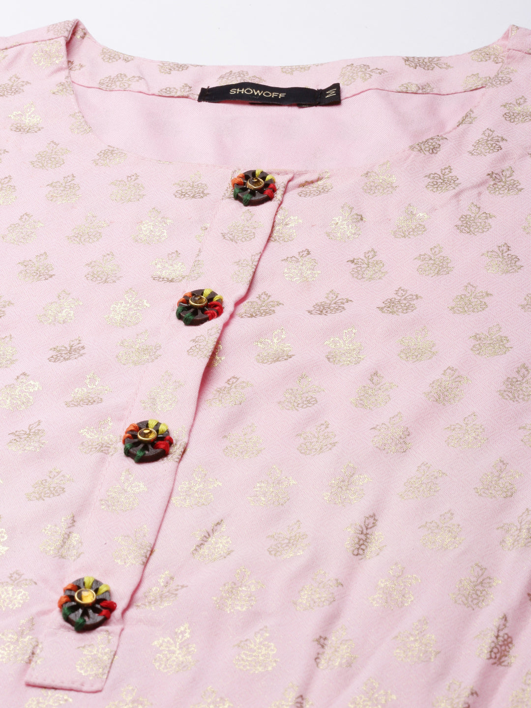 Women Pink Floral Straight Kurta