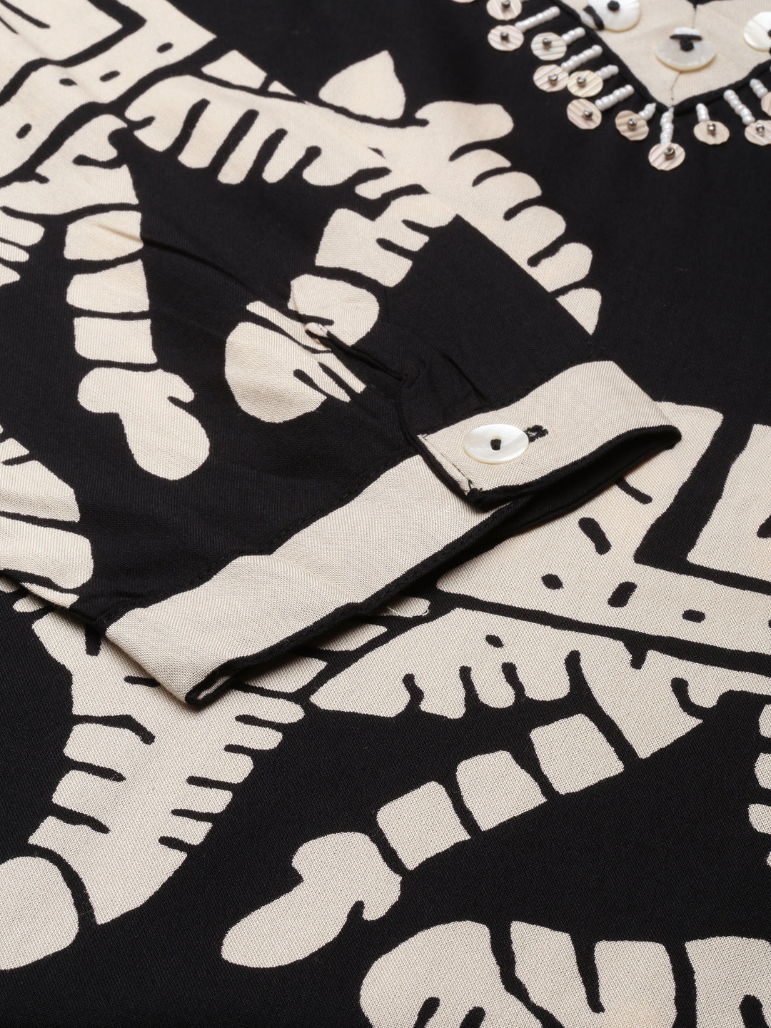 Women's Straight Black Ethnic Motifs Kurta and Patiala Set