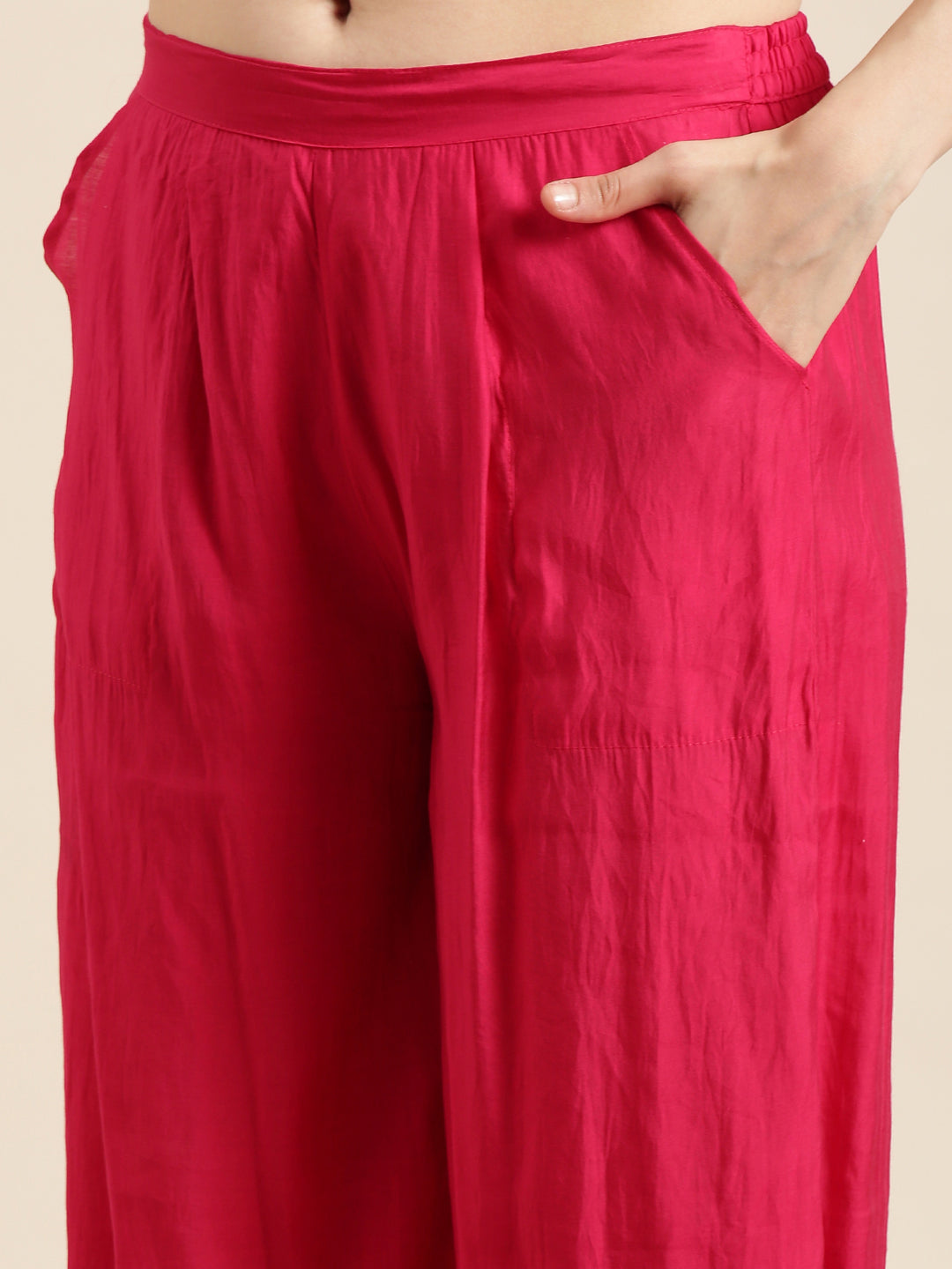 Women Straight Pink Geometric Kurta and Patiala Set Comes With Dupatta and Potli Bag