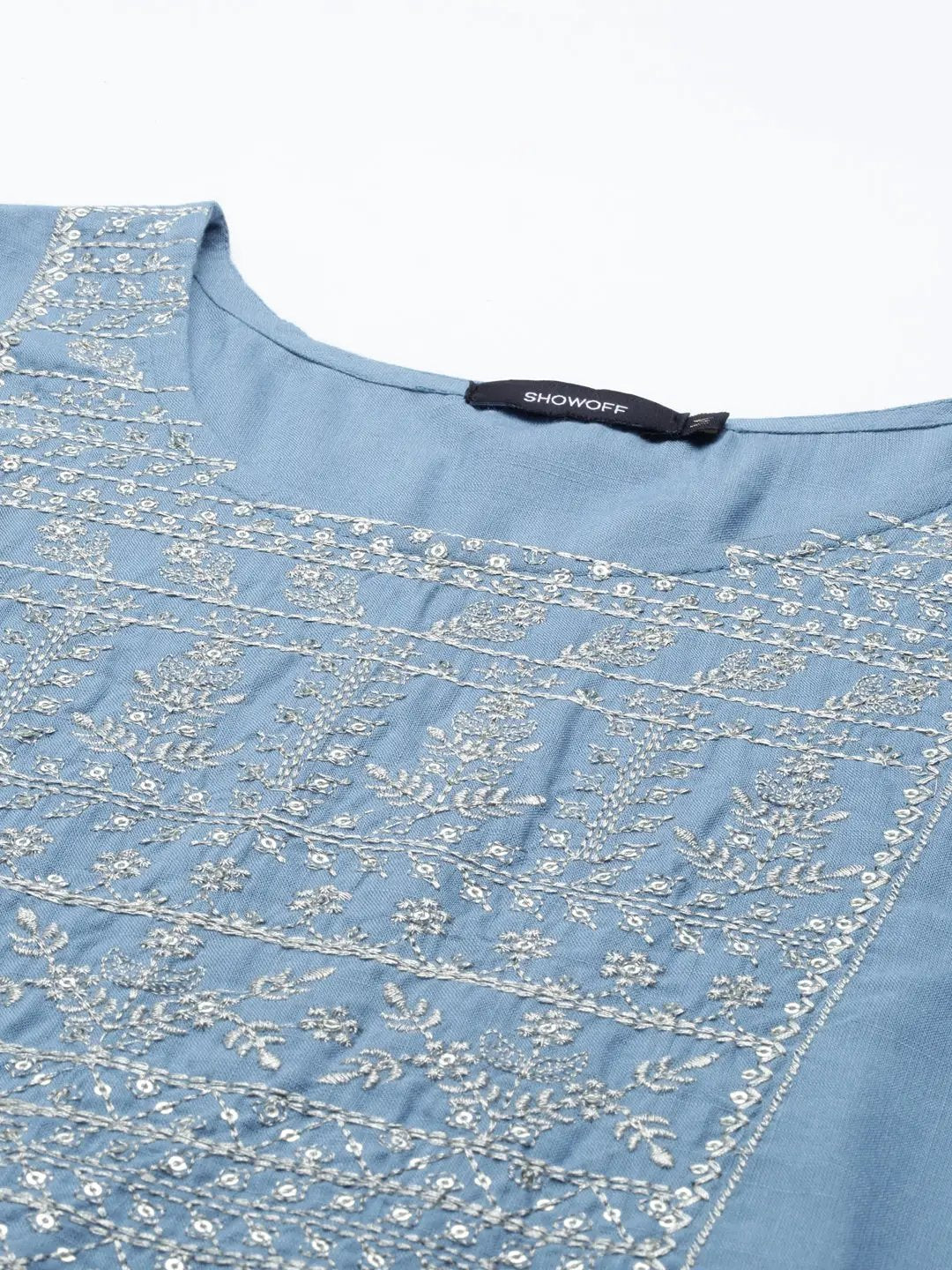 Women's Blue Solid Straight Kurta