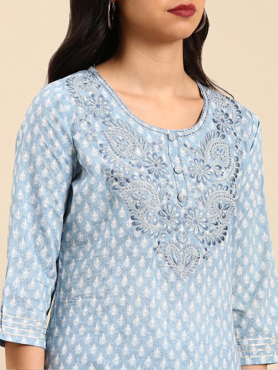 Women's Blue Printed Kurta Set